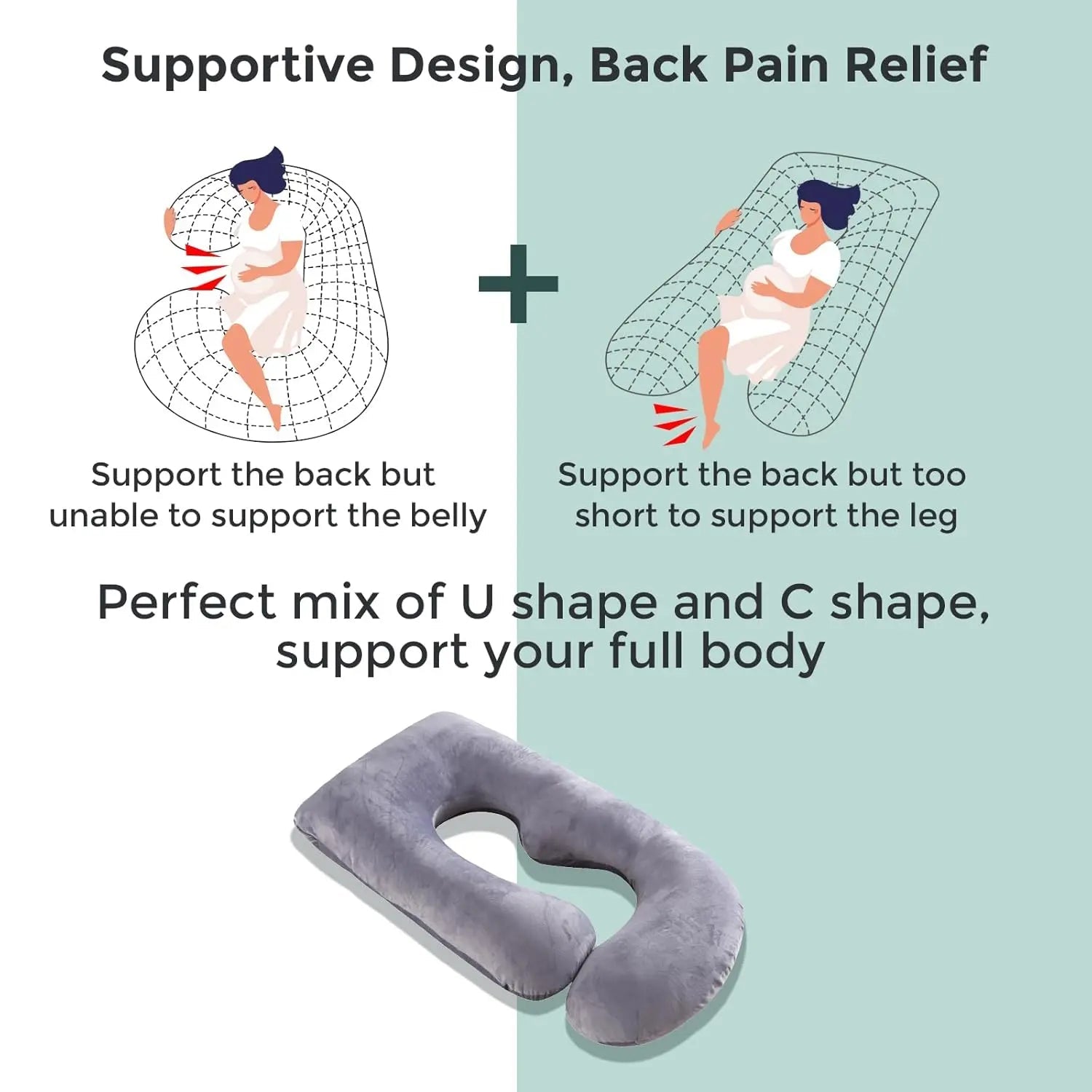 J Shaped Pregnancy Pillow - Jوسادة الحمل على شكل - Omuma