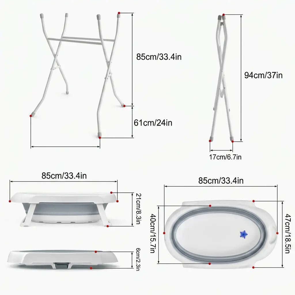 Foldable Baby Bathtub with Stand Accessories Omuma